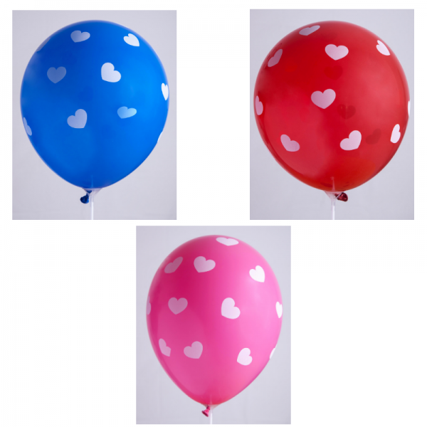 12 '' balloons - Assorted Heart Print - Bag of 100