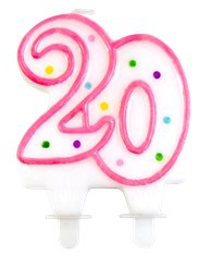 1 Candle - Number 20 - Assorted colors