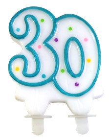 1 Candle - Number 30 - Assorted colors