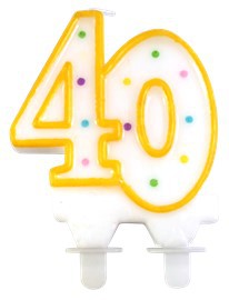 1 Candle - Number 40 - Assorted colors