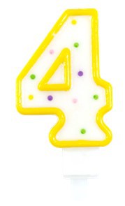 1 Candle - Number 4 - Assorted colors