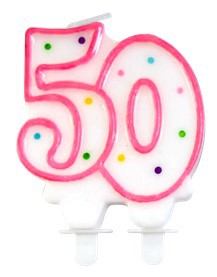 1 Candle - Number 50 - Assorted colors