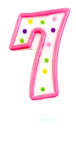 1 Candle - Number 7 - Assorted colors