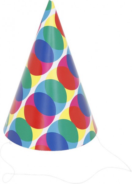 6 Cardboard Hat - Multicolored Dots - 16cm