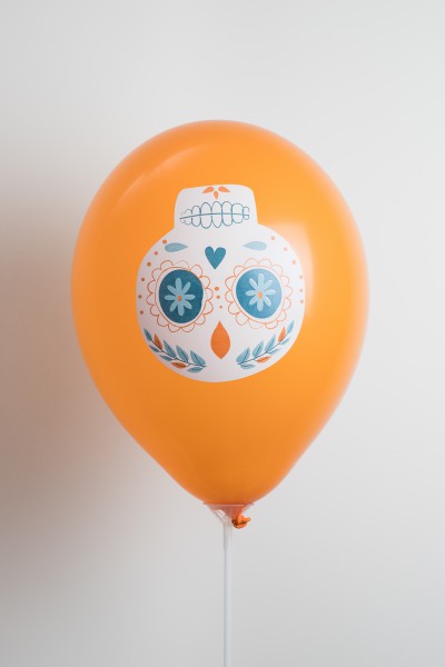 balloon12 '' - Orange printed skull