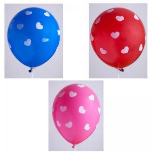 12 '' balloons - Assorted Heart Print - Bag of 100